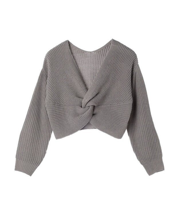 earth music&ecology ツイストデザインニット Gray