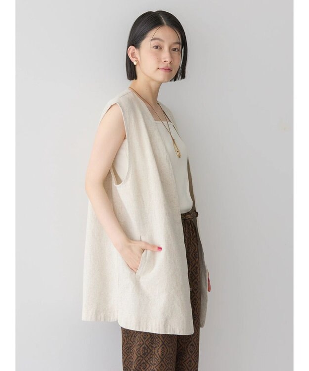 AMERICAN HOLIC リネンブレンドジレベスト Beige Mixture