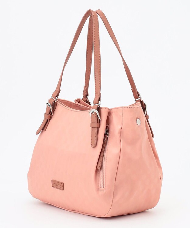 Y'SACCS ポーチ付きドットジャカードトート ピンクベージュ