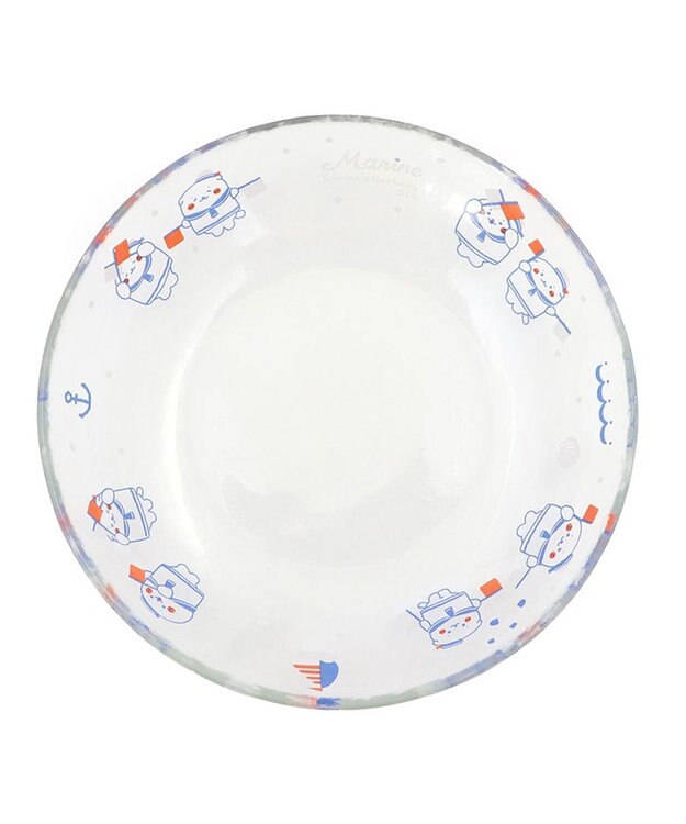 Mother garden しろたん ガラスプレート 《マリン柄》径21.7cm -