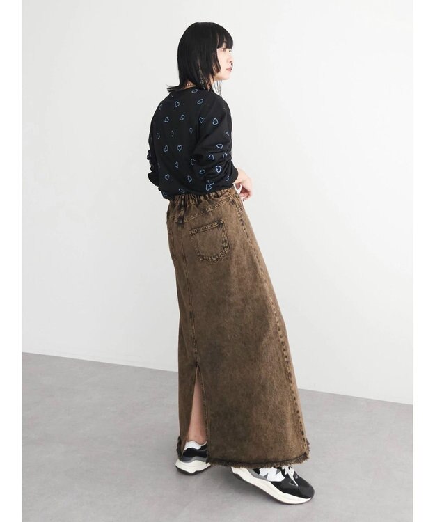 Green Parks ・Ｄｏｕｂｌｅ　Ｆｌａｇｓ　ハート刺繍ロンＴ Black