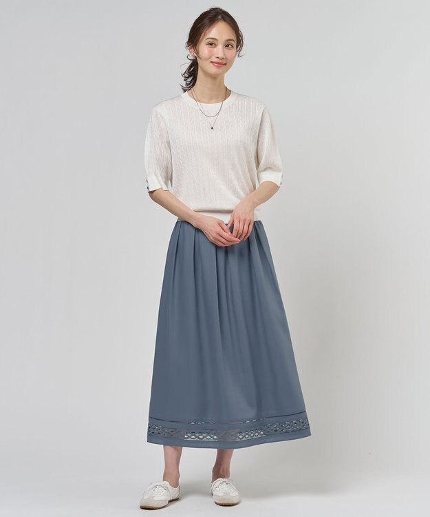 J.PRESS LADIES L  Vis/Peスパーク クルーネック プルオーバー オフホワイト系