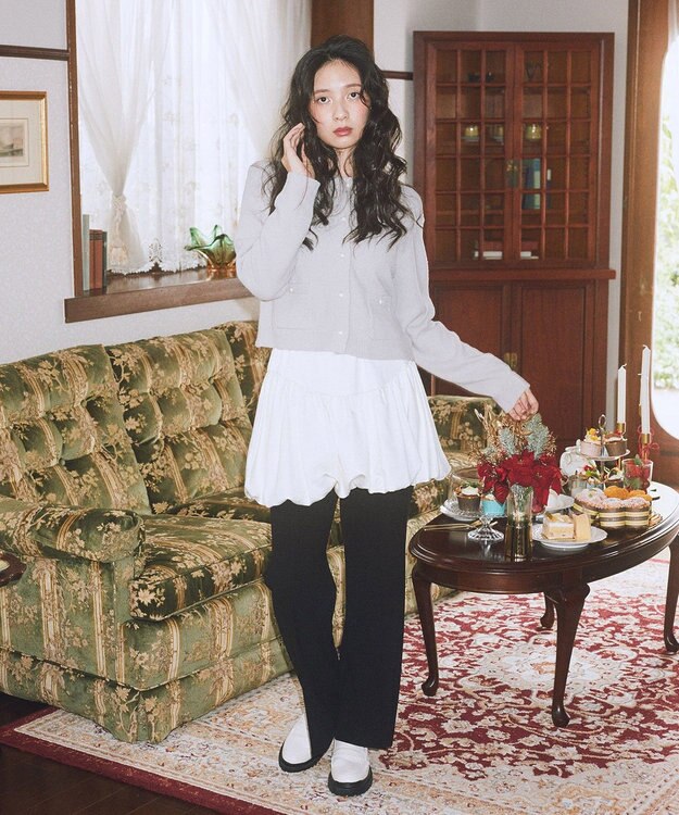 earth music&ecology センターシームフレアパンツ Ecru