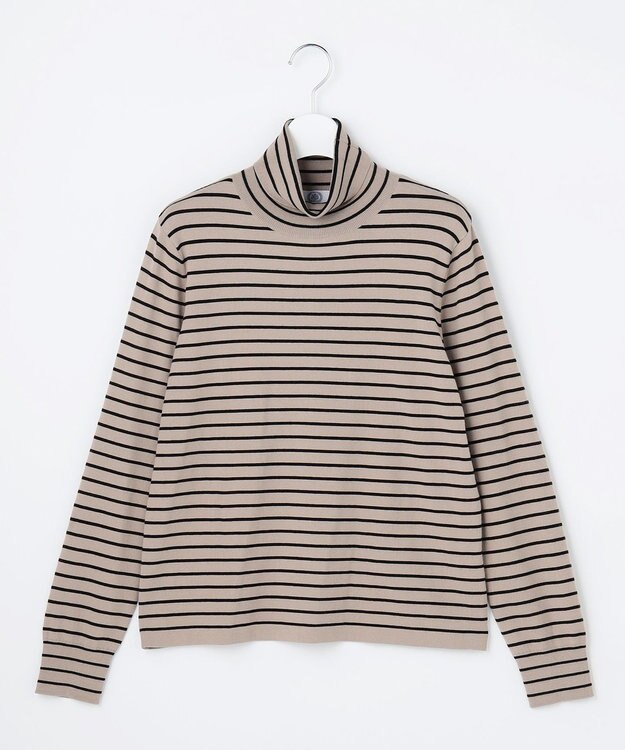 J.PRESS LADIES L 【人気定番アイテム・シーンレスに活躍】PRINCE タートルネック ニット モカ×ブラック系