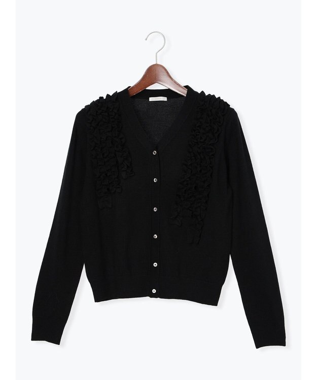 Te chichi フリルVネックカーディガン ブラック