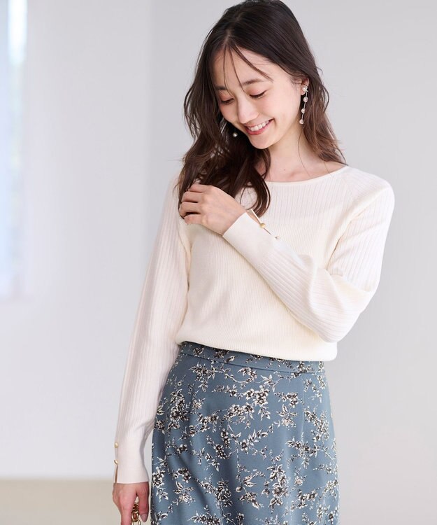 ANY SIS 【ウールブレンドシリーズ】ベースネックリブコンビ ニット アイボリー