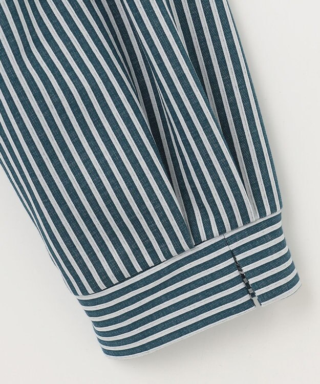 J.PRESS LADIES 【WEB限定】 ピンストライプジャージー バンドカラー カットソー グリーン系1