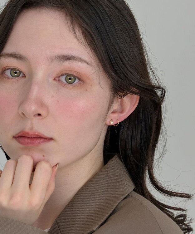 Phoebe 【金属アレルギー対応】ダブルループパールピアス/ニッケルフリー ホワイト