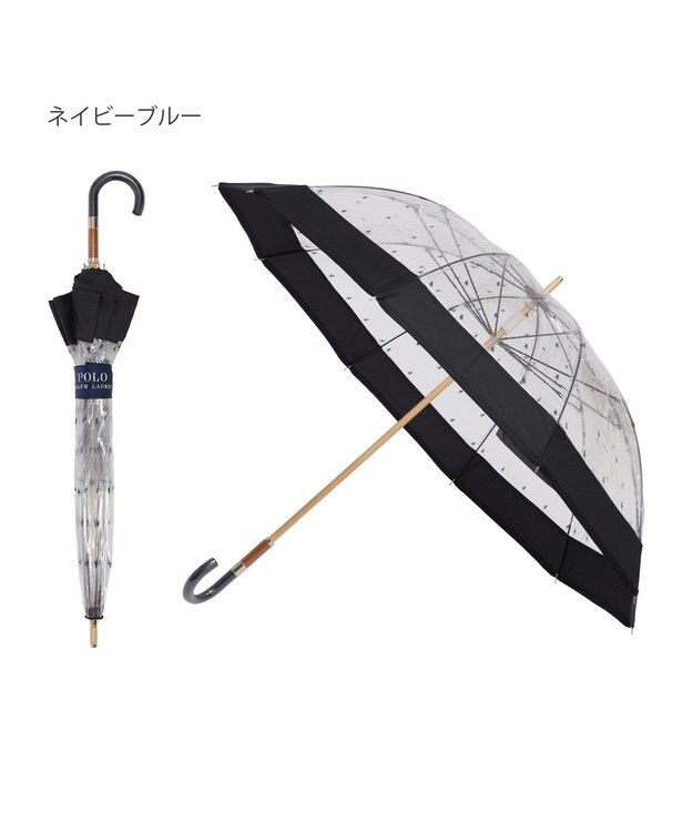 MOONBAT POLO RALPH LAUREN（ポロ ラルフローレン） 長傘 ビニール傘 ポロポニー バイカラー 10本骨 ネイビーブルー