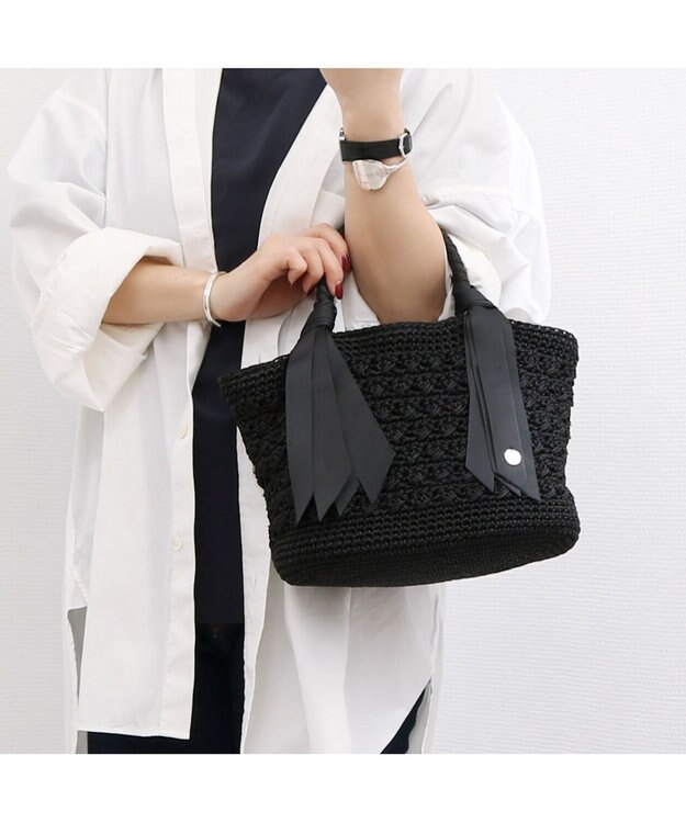 UNBILLION カシュカシュ cachecache / 下がりグログラン柄編みトート カゴバッグ