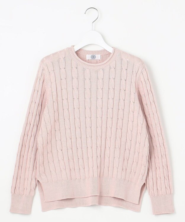 J.PRESS LADIES L 【洗える】GIZA MERCERIZE COTTON ケーブル ニット ピンク系