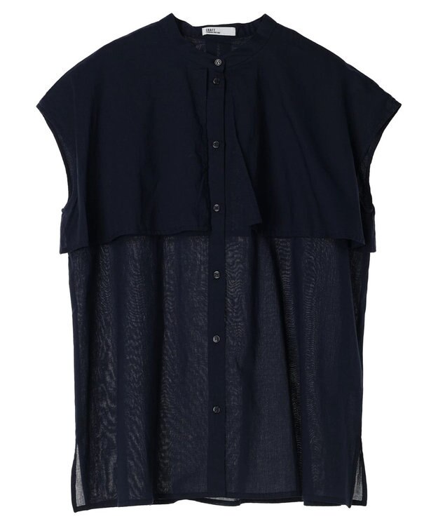 CRAFT STANDARD BOUTIQUE インド綿フリルブラウス Navy