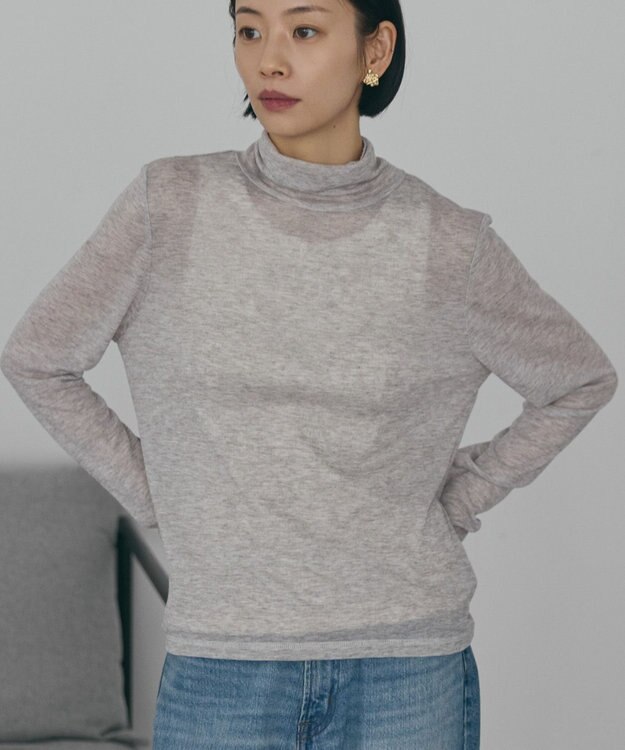 AMERICAN HOLIC シアーテレコタートルネックプルオーバー Gray Mixture