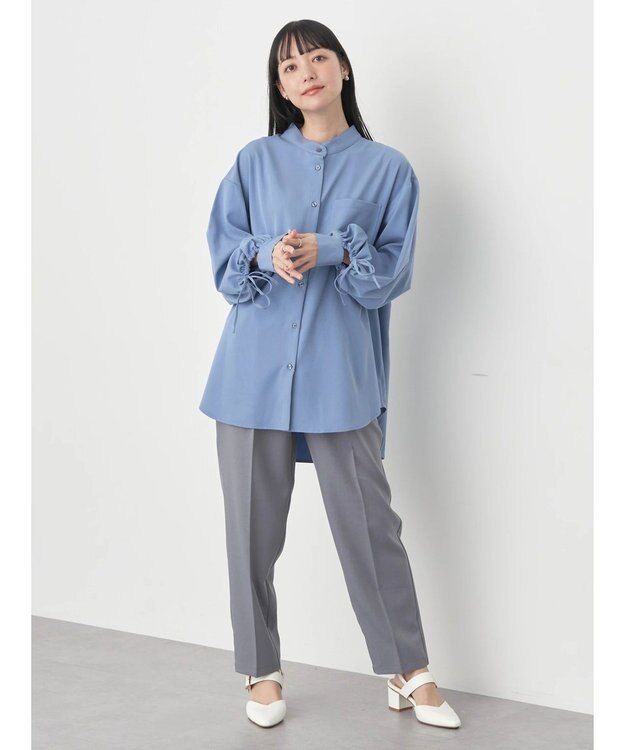 earth music&ecology リボンポイントシャツチュニック Sax