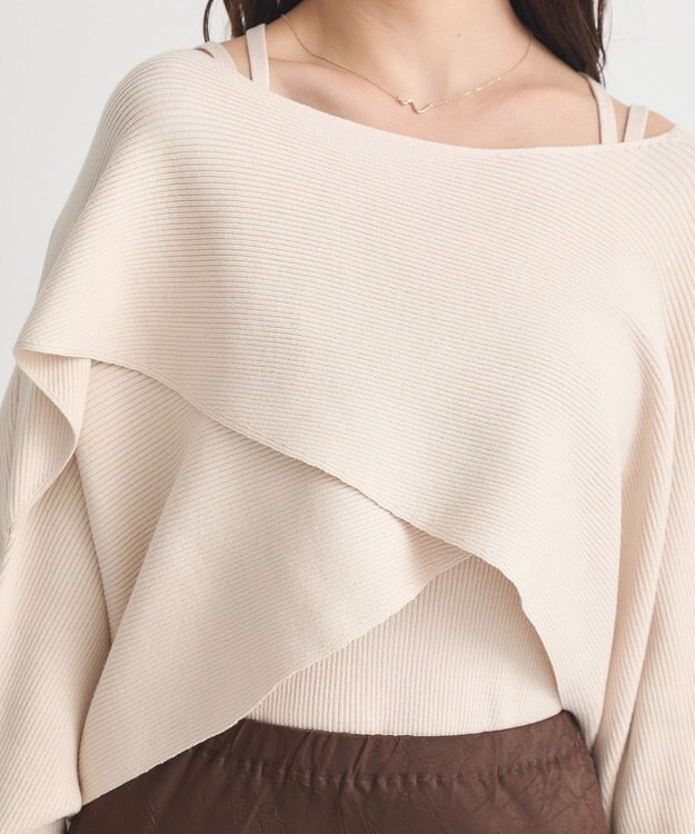 earth music&ecology 【2WAY】【洗濯機洗い可】SET2点クロスニット＋キャミソール Ivory