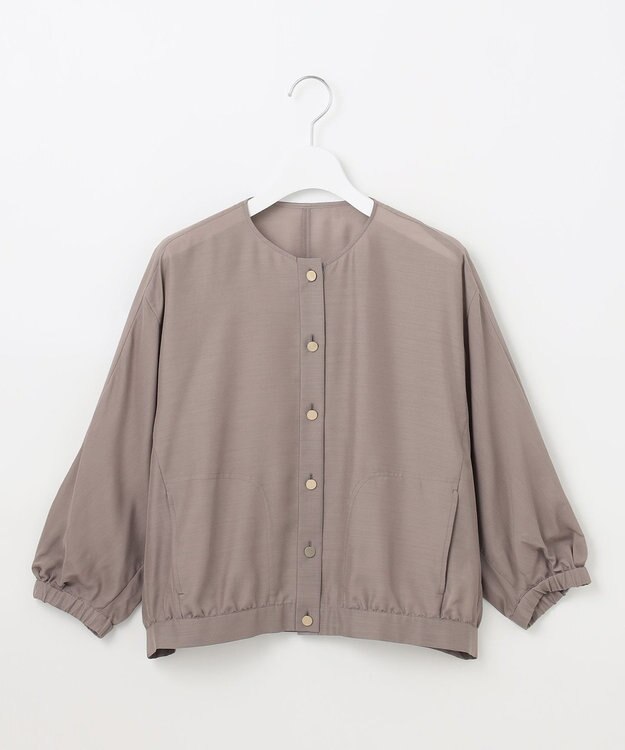 自由区 【カタログ掲載・接触冷感・洗える】ブライトシアーノーカラー ブルゾン セピア