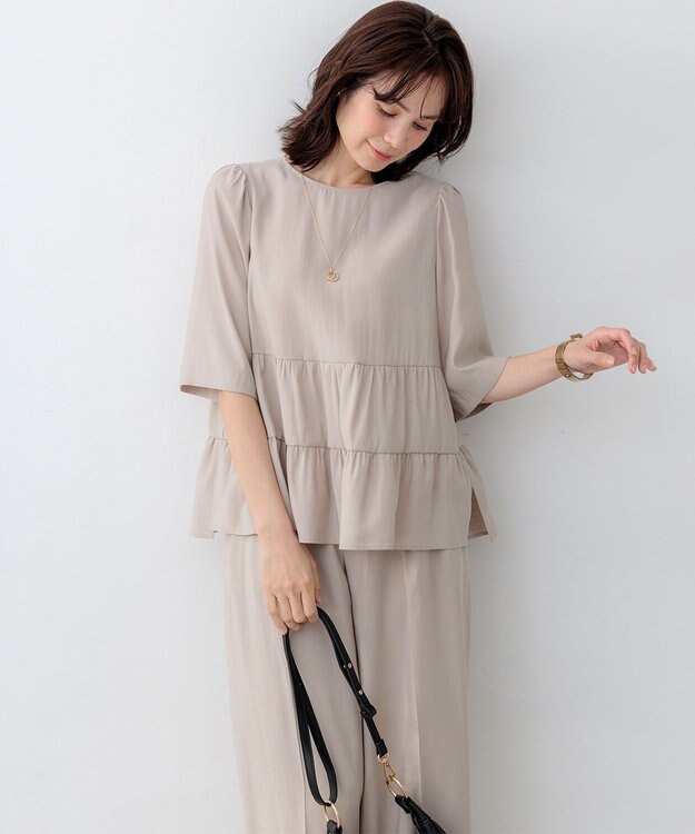 組曲 L 【先行予約】バウンディングシャーティング ブラウス ベージュ系