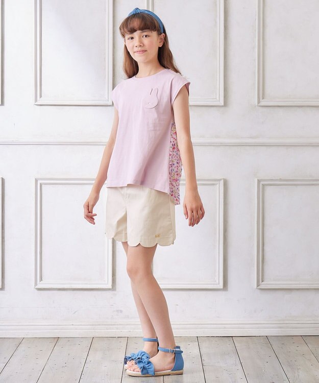 ANY KIDS バックシャン Tシャツ ピンク×花柄