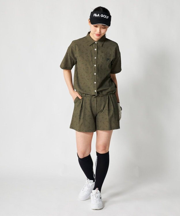 FILA GOLF／marie claire 【FILA GOLF】 ブランドロゴプリント半袖シャツ カーキ