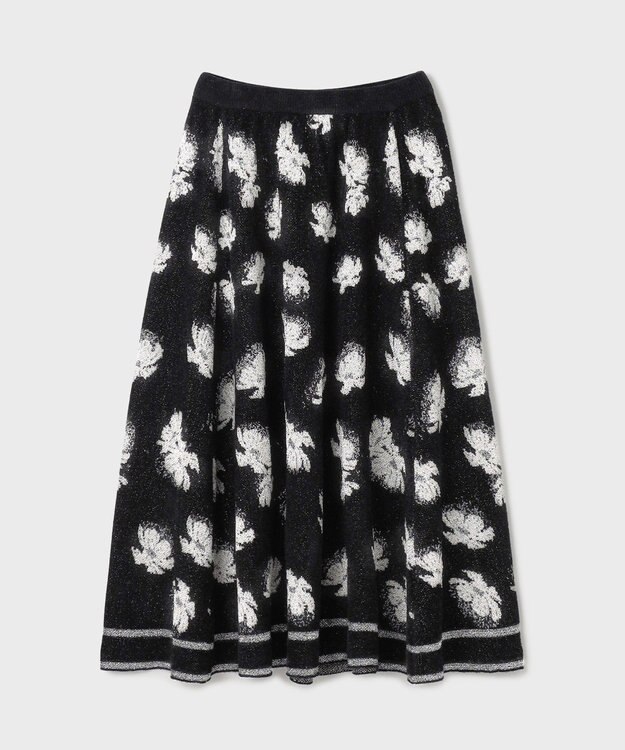 GRACE CONTINENTAL ラメフローラルニットスカート ブラック