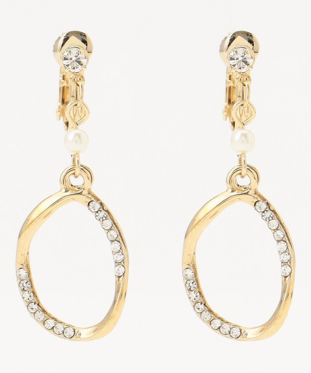 ANY SIS オーバルストーンライン イヤリング ライトゴールド