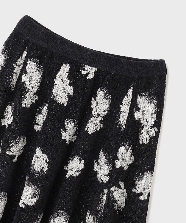 GRACE CONTINENTAL ラメフローラルニットスカート ブラック