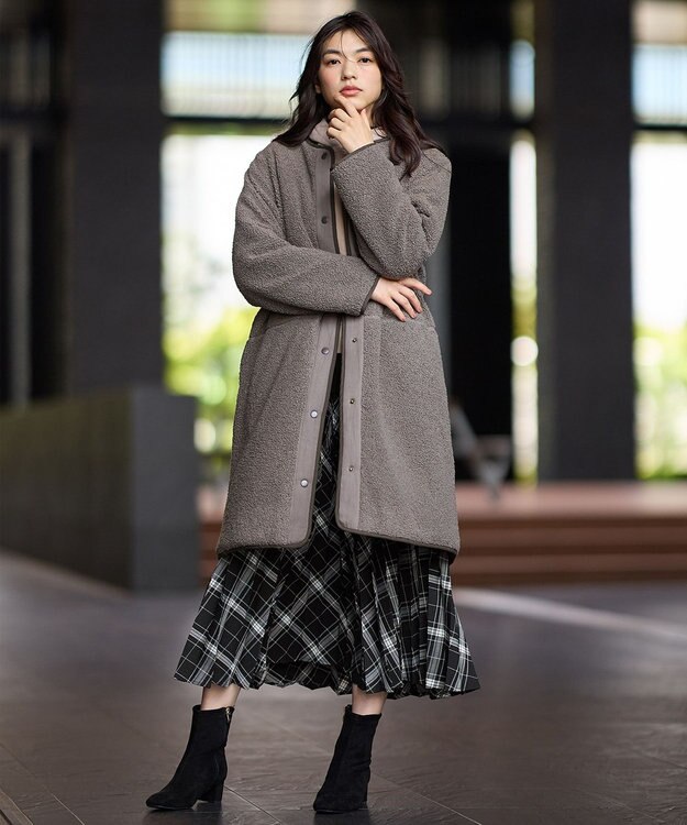 ANY L 【マフラー付き】キルトリバーシブルコート モカ