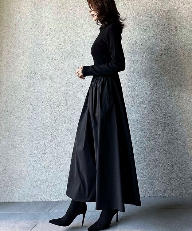 Green Parks AnriettMusee  リブニットドッキングワンピース Off White