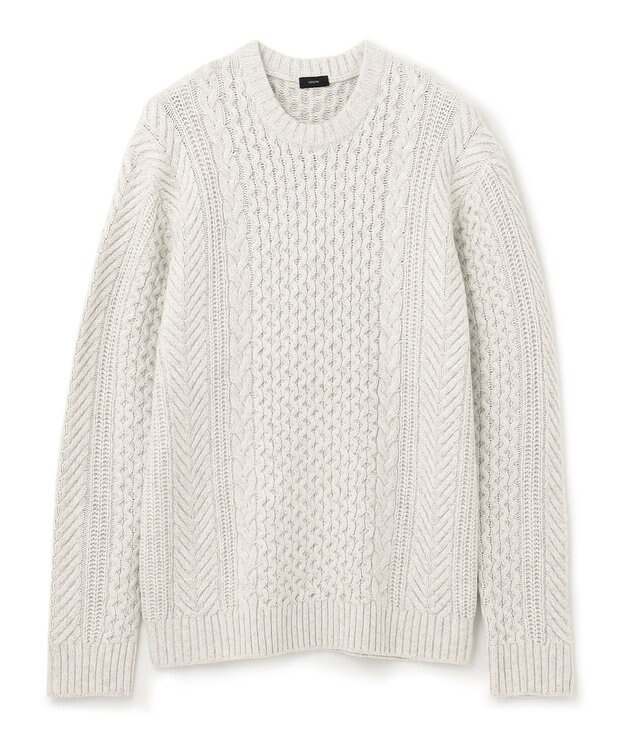 JOSEPH HOMME ヴィスコースメランジケーブル  クルーネック ホワイト系