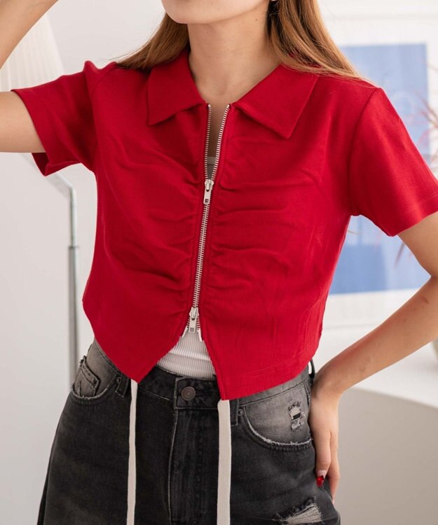 WEGO WZIPギャザートップス レッド