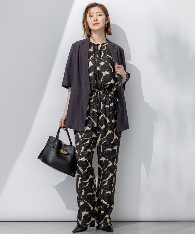 23区 【Oggi6月号掲載/速乾性/接触冷感】シアータンブラー ハーフスリーブ ジャケット ダークブラウン系