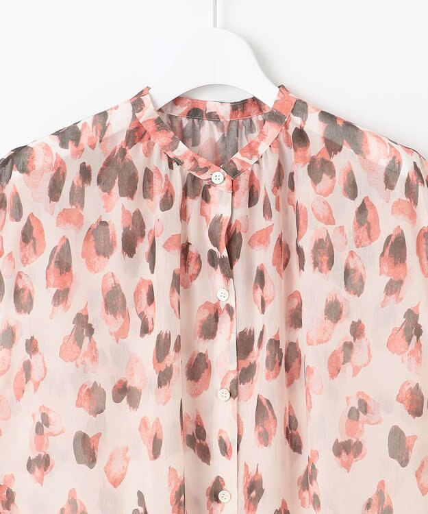 自由区 【カタログ掲載・洗える】グラデーションペタルプリント ワンピース カーキ×ピンク