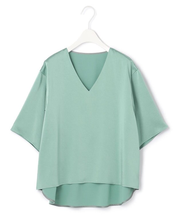 ICB 【WEB限定カラーあり・洗える】Calm Vネックブラウス ジェイドグリーン系