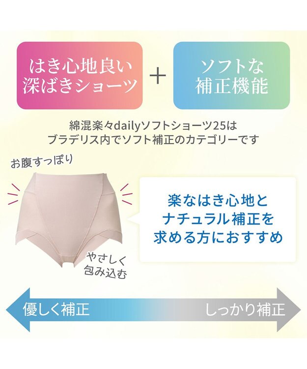 BRADELIS New York 【BRADELIS NewYork peace】綿混楽々dailyソフトショーツ25 補正下着 深め ヒップアップ お腹スッキリ ローズベージュ