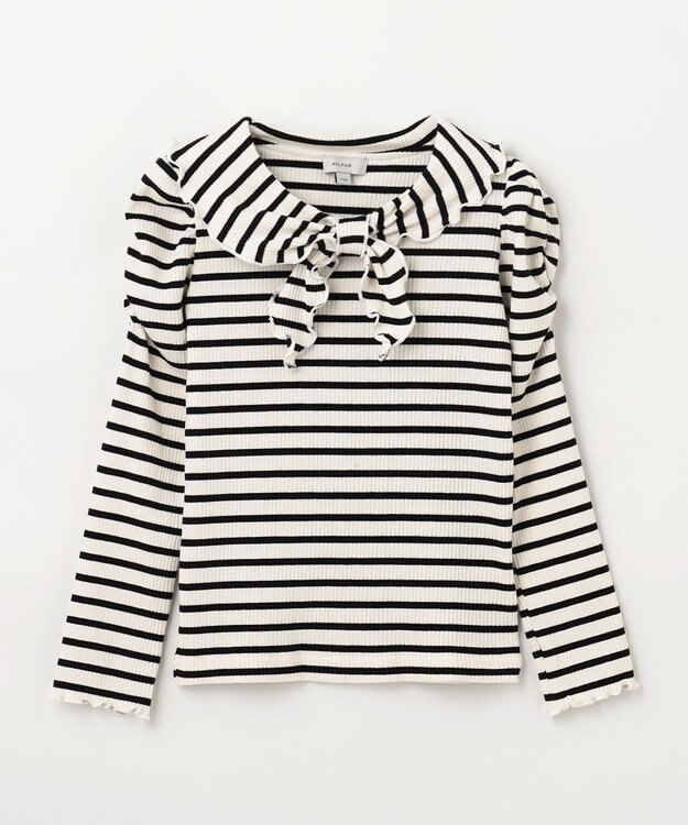 ANY KIDS リボン テレコボーダー Ｔシャツ ホワイト×ブラック