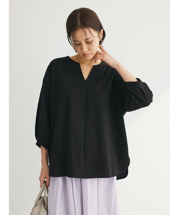 Green Parks ＢＰスキッパー七分袖カットプルオーバー Black