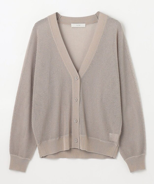 ANY メッシュＶネックニットカーディガン サンドベージュ