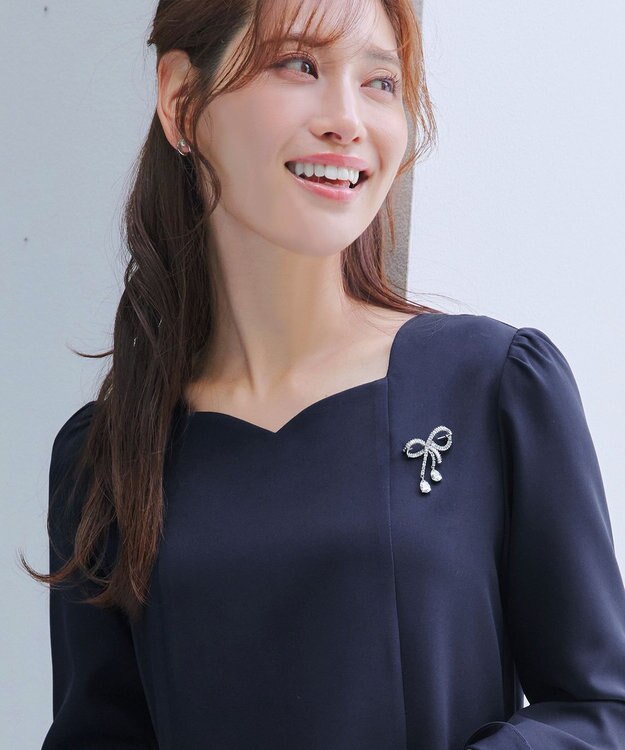 Tiaclasse スカラップ襟チュニック ネイビー