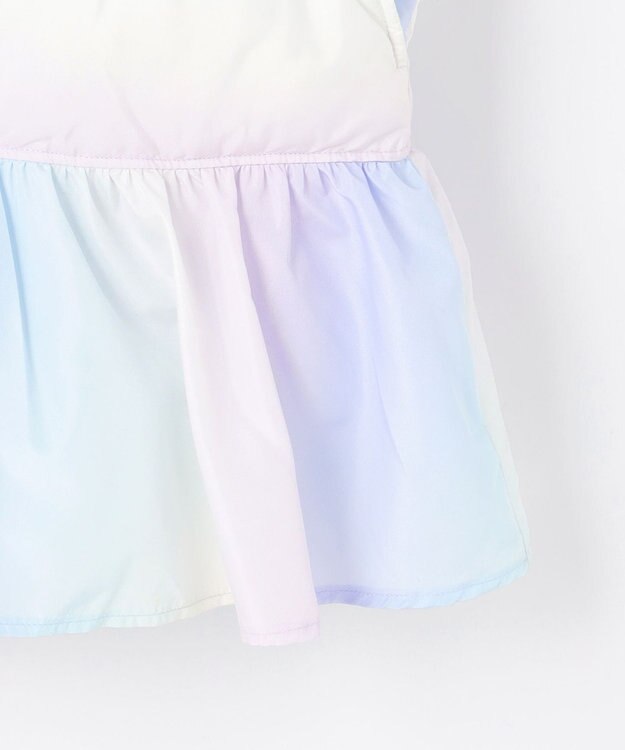 ANY KIDS 【フード取り外し/洗濯機可能】中綿フリル リボンコート レインボー