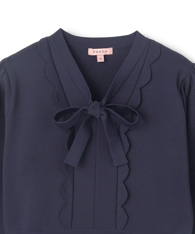 TOCCA 【洗える】BAR RIBBON KNIT DRESS ニットドレス ネイビー系