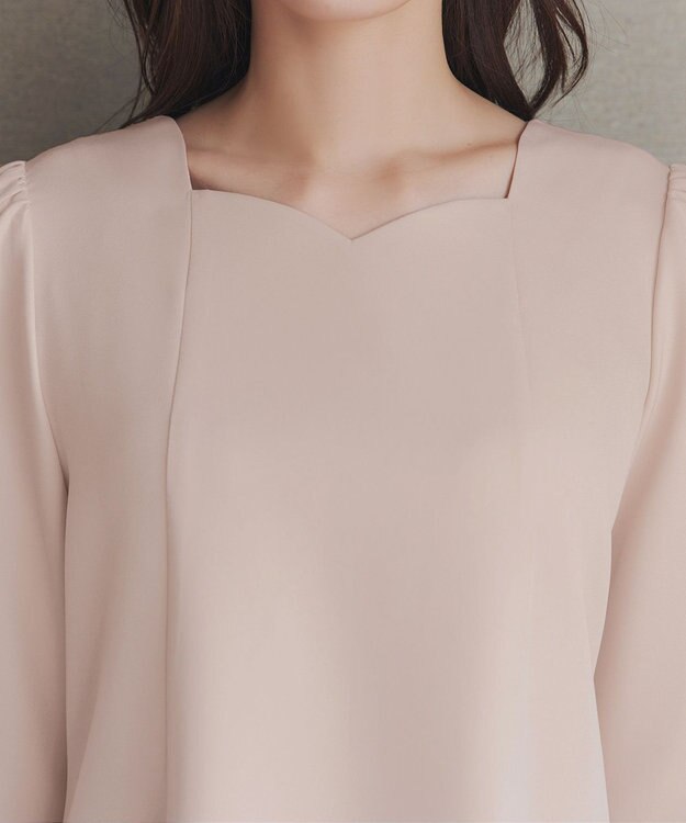 Tiaclasse スカラップ襟チュニック グレージュ