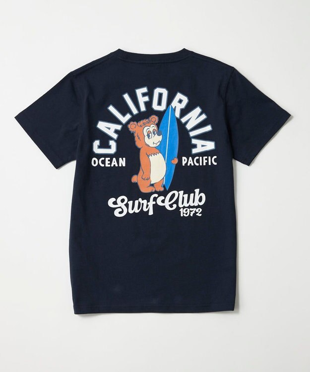 OP／FILA 【Ocean Pacific】カリフォルニアベアバックプリントTシャツ ネイビー