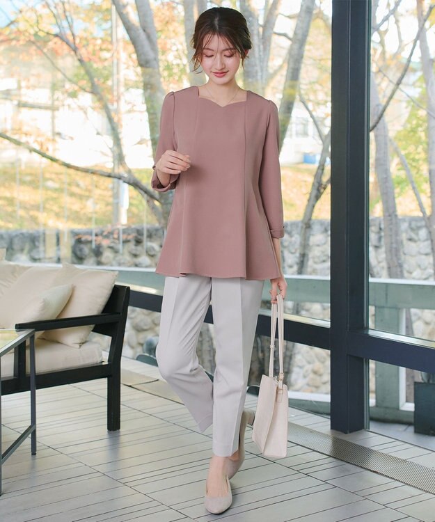 Tiaclasse スカラップ襟チュニック ピンク