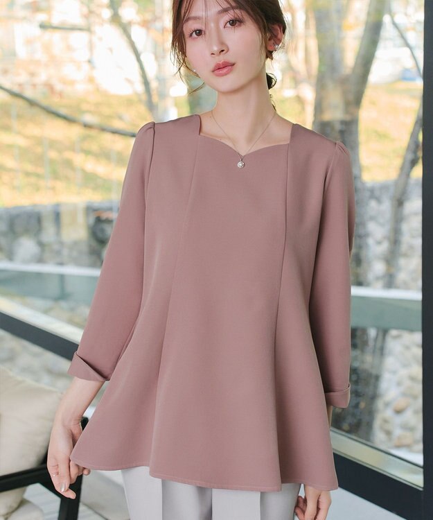 Tiaclasse スカラップ襟チュニック ピンク