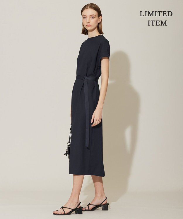 ICB L 【WEB限定・接触冷感・UVケア・速乾・洗える】FluidBackSatin ワンピース ネイビー系