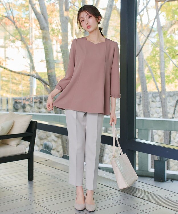 Tiaclasse スカラップ襟チュニック ピンク