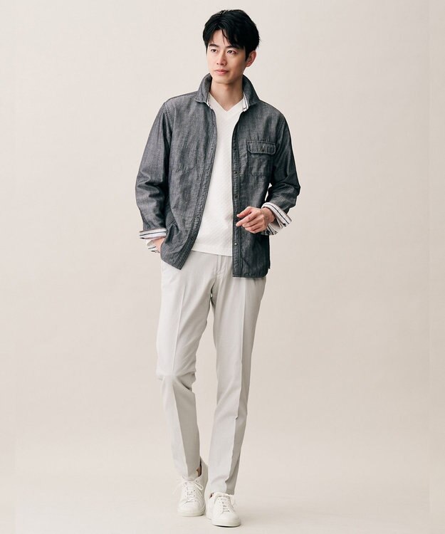 JOSEPH ABBOUD 【ウエストも伸びる!オーガニックコットン使用】ハイパワーカルゼ パンツ 26SSモデル ライトグレー系