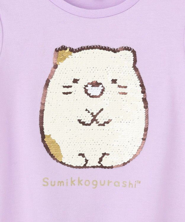 ANY KIDS 【WEB限定/すみっコぐらし】ミラクルスパンコールTシャツ ラベンダー(ねこ・しろくま)