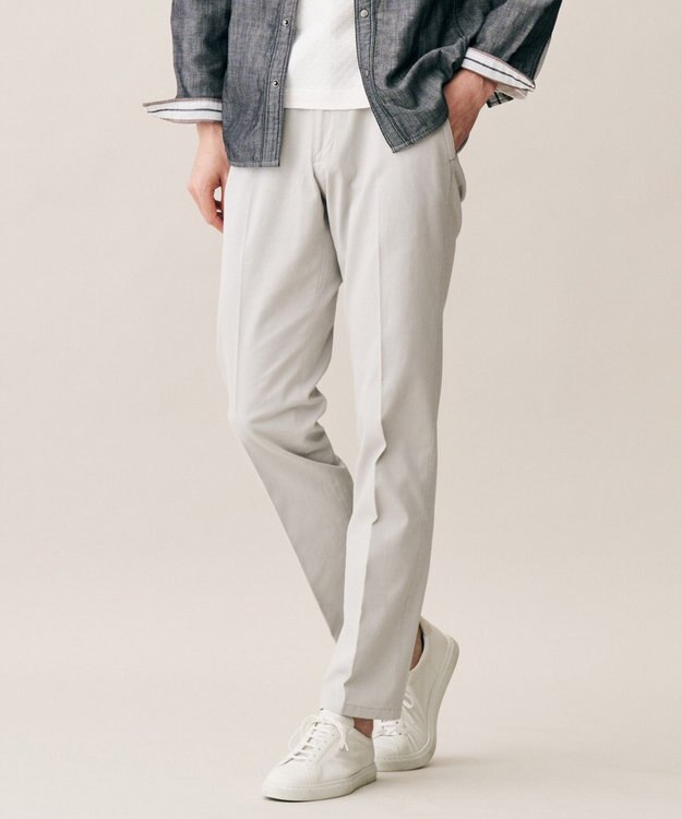 JOSEPH ABBOUD 【ウエストも伸びる!オーガニックコットン使用】ハイパワーカルゼ パンツ 26SSモデル ライトグレー系