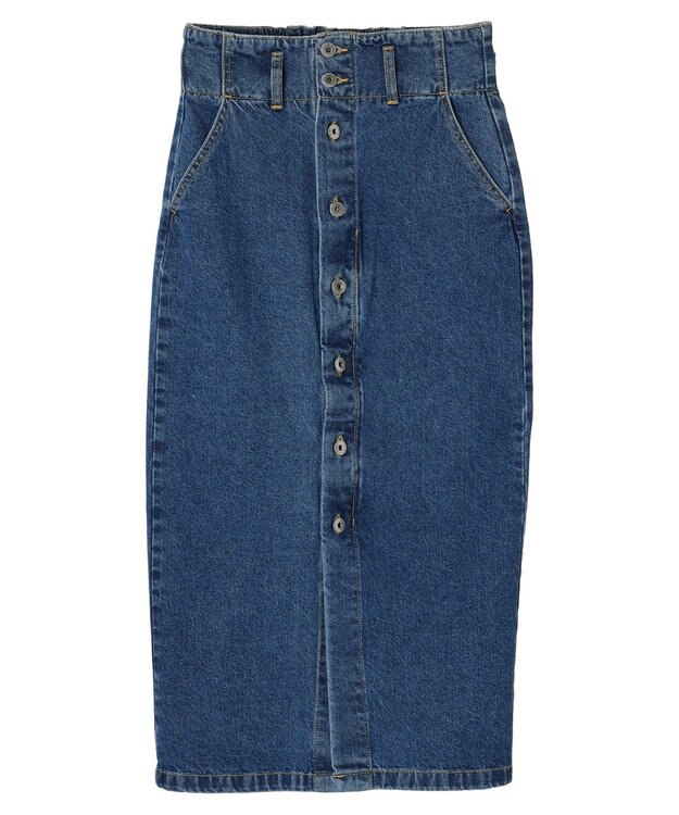 earth music&ecology ボタンナローデニムスカート Medium Indigo